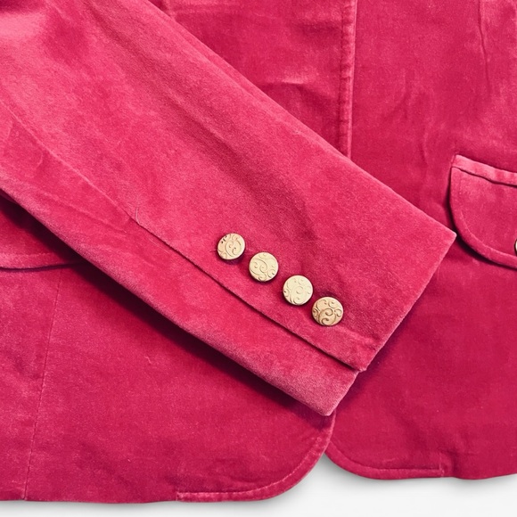 Beautiful Fuchsia Velvet Blazer with Gold Button Detail - Picture 5 of 8